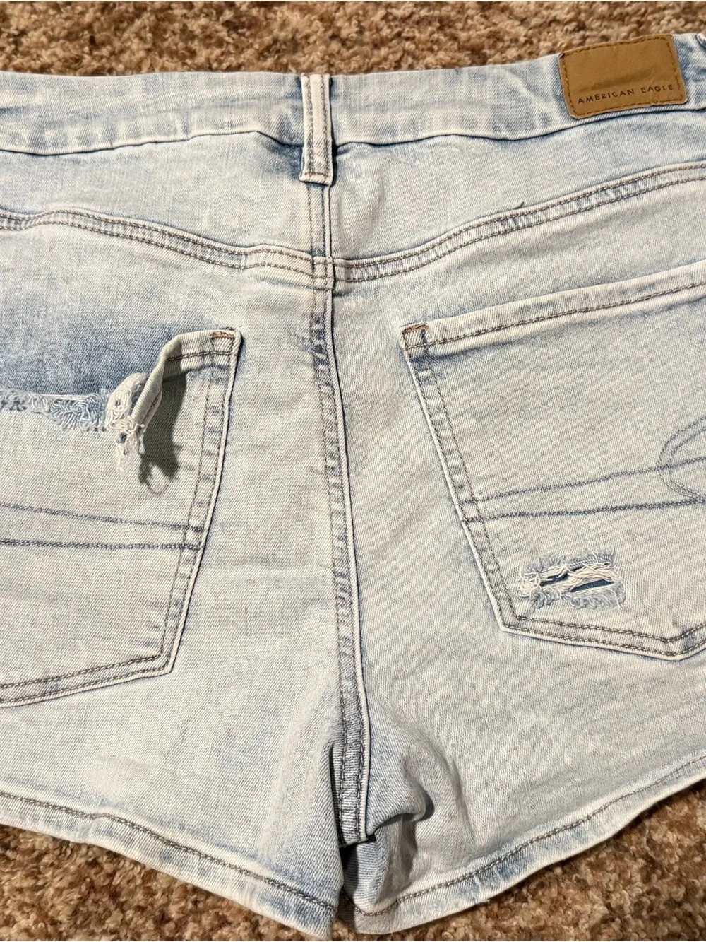 American Eagle Outfitters Light Blue Distressed Denim Shorts, Size 8